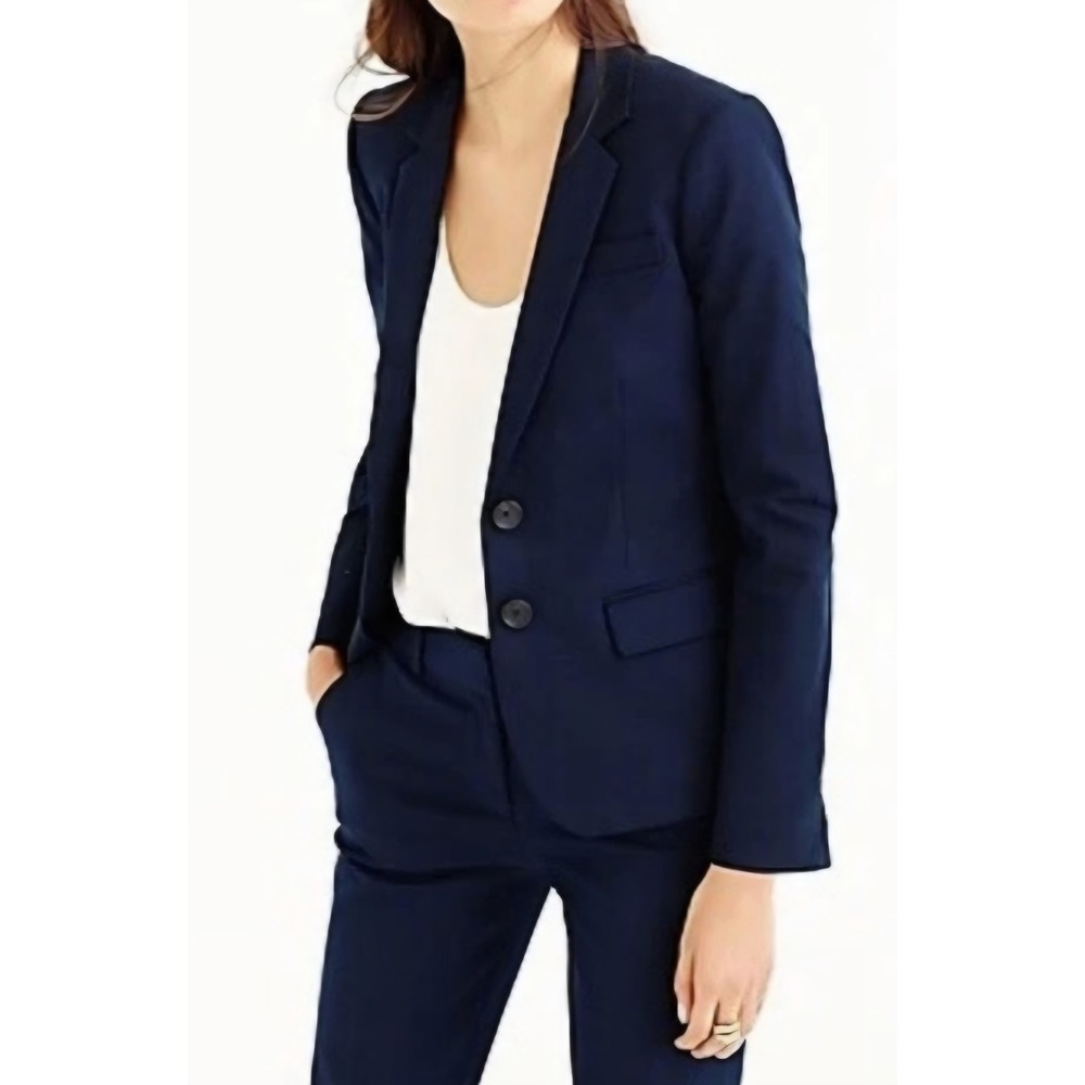 J Crew Womens Navy Blue Thompson Blazer Suit Jacket SZ 4 Preppy Career Timeless